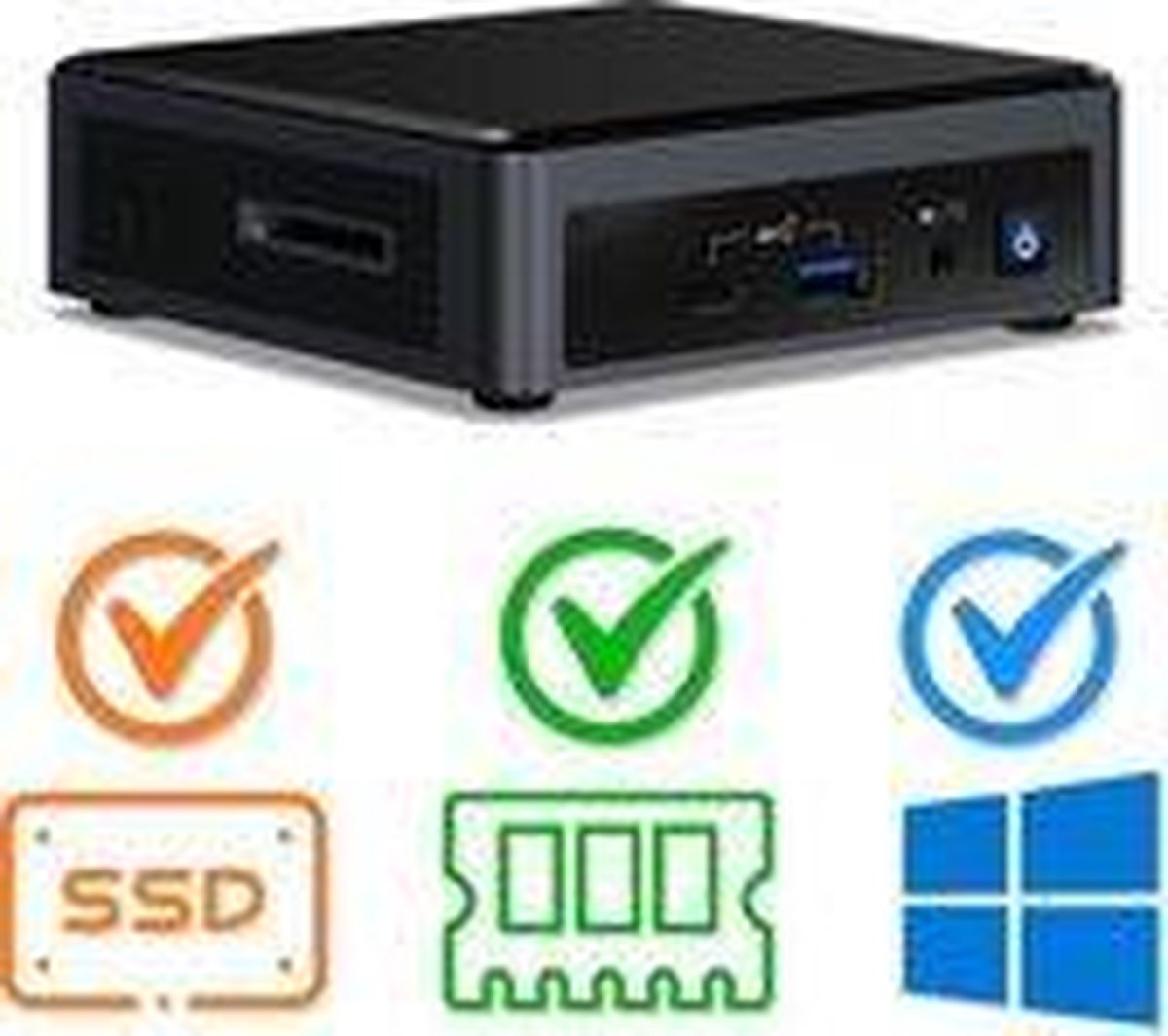 Intel NUC Compleet PC | Intel Core i3 / 10110U | 16 GB DDR4 | 240 GB SSD | HDMI | USB-C | Windows 10 Pro